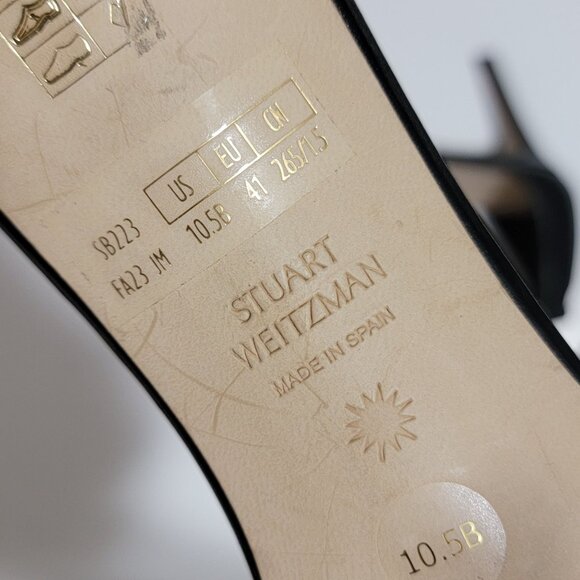 NEW Stuart Weitzman Amelina Sandals Womens 10.5 Black Chic Elegant Simple Luxury - Picture 8 of 8
